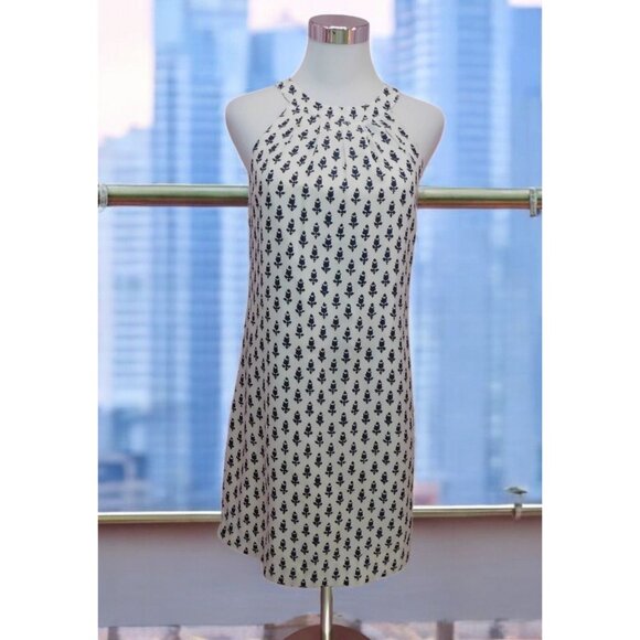 SALE J Crew Halter Shift Dress Navy White Floral Print Preppy Chic 00 - Picture 1 of 11